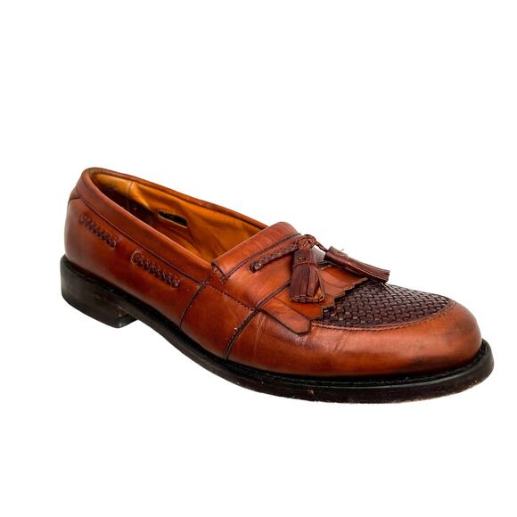 ALLEN EDMONDS Cody Kiltie Tassel Loafer Chili Weave in Cognac Men Size 9B - Picture 1 of 11